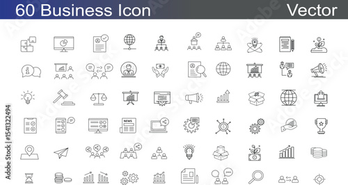 60 Business Icon set Vector Illustration on White Background