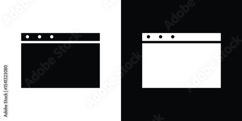 Browser icon in flat black solid vector set