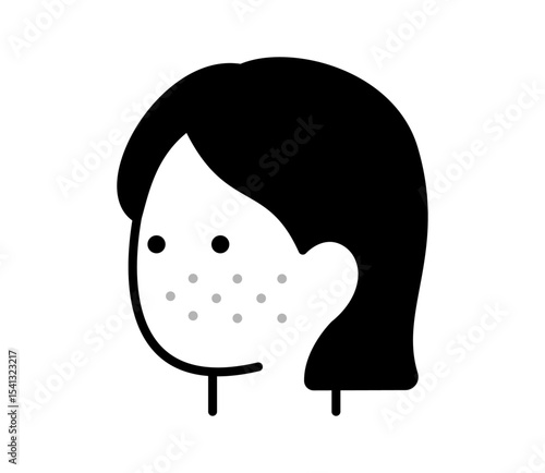 そばかすのある女性の顔のイラスト　ベクター
