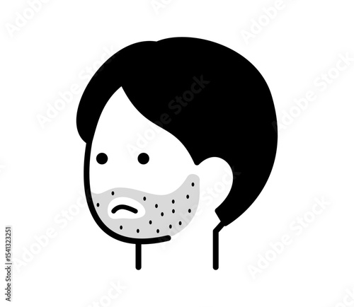 髭の濃い男性のアイコンイラスト　ベクター
