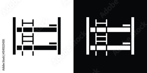 Bunk bed icon in flat black solid vector set