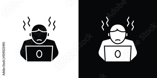 Burnout icon in flat black solid vector set