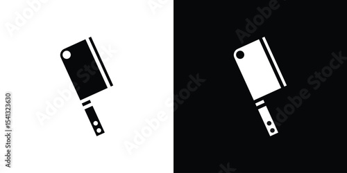 Butcher knife icon in flat black solid vector set