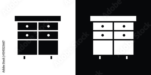 Cabinet icon in flat black solid vector set