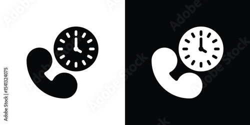 Call duration icon in flat black solid vector set