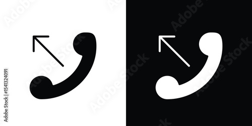 Call outgoing icon in flat black solid vector set