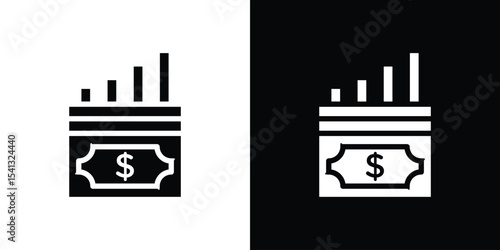 capital gain icon in flat black solid vector set