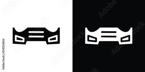 Car bumper icon in flat black solid vector set