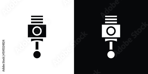 Car Piston icon in flat black solid vector set