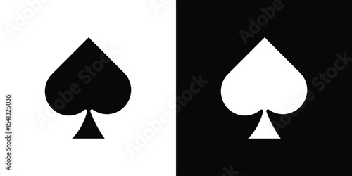 Card-spade icon in flat black solid vector set