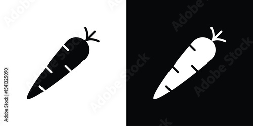 Carrot icon in flat black solid vector set