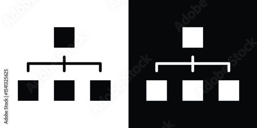 Chart tree icon in flat black solid vector set