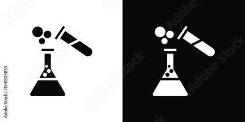 Chemical test icon in flat black solid vector set