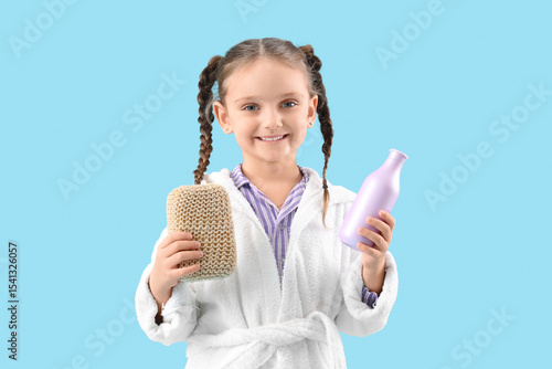 Little girl with shower gel...