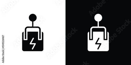 Circuit Breaker icon in flat black solid vector set