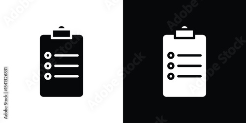 Clipboard icon in flat black solid vector set
