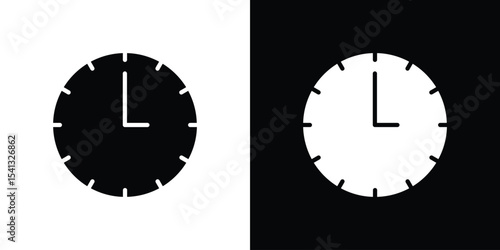 Clock icon in flat black solid vector set