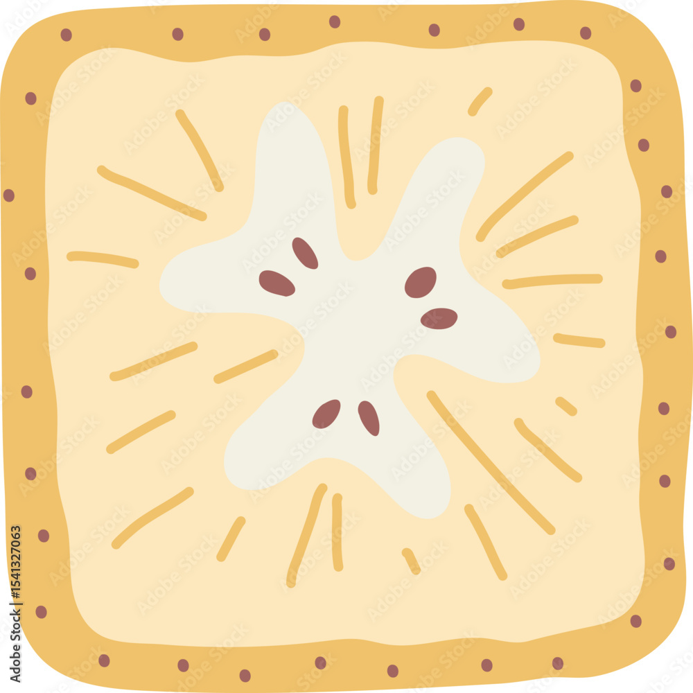 Obraz premium Artistic hand drawn illustration of square banana. Vector drawing of exotic fruit slice with seeds and pulp isolated on white background. Drawing of summer vegan dessert for your printing.