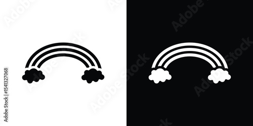 Cloud rainbow icon in flat black solid vector set