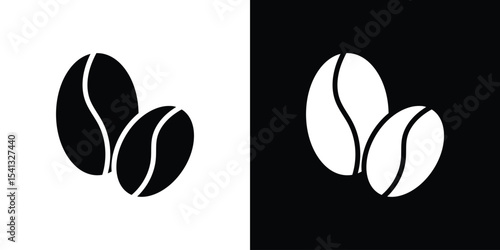 Coffee beans icon in flat black solid vector set