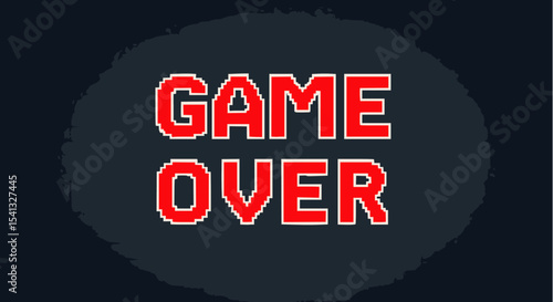 Pixelated "GAME OVER" message on a dark background.