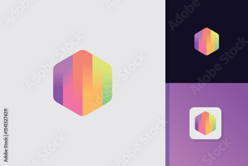 colorful hexagon logo design vector template