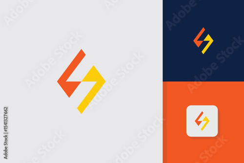 geometric lightning logo design vector template