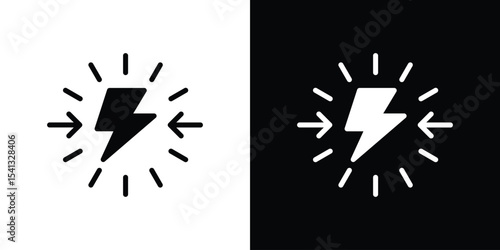 Conflict icon in flat black solid vector set