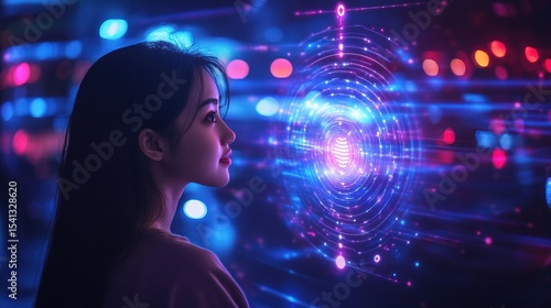 Wallpaper Mural A virtual AI assistant appearing as a hologram powered by WiFi Torontodigital.ca