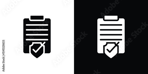 Contract coverage icon in flat black solid vector set