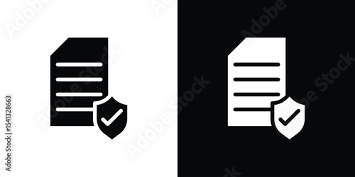 Contract coverage icon in flat black solid vector set