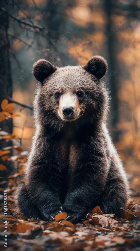 Obraz premium Bear in Autumn Foliage