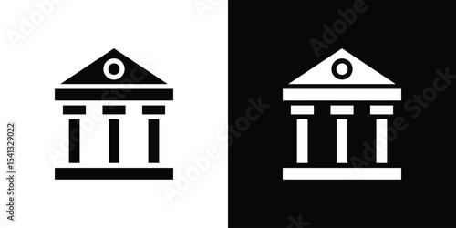 Courthouse icon in flat black solid vector set