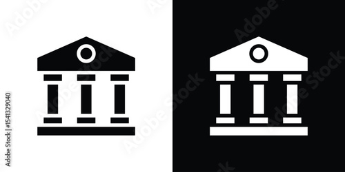 Courthouse icon in flat black solid vector set