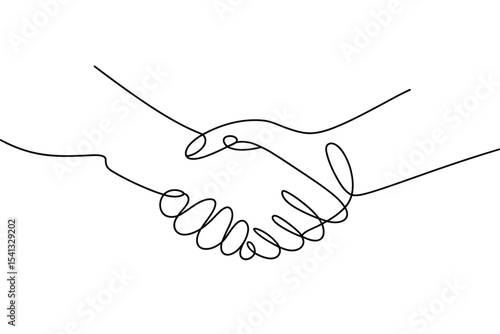 Continuous line drawing of a handshake