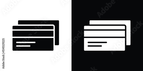 Credit card icon in flat black solid vector set