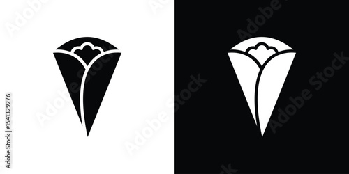 Crepe icon in flat black solid vector set