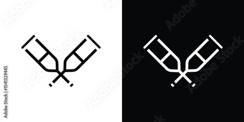 Crutch icon in flat black solid vector set