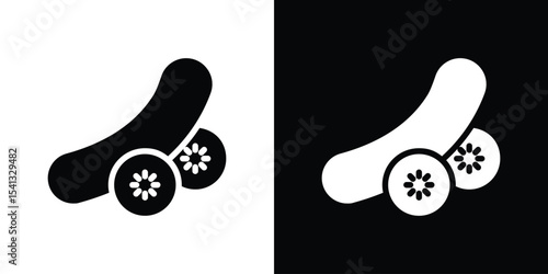 Cucumber icon in flat black solid vector set