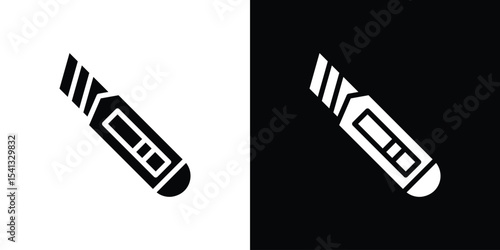 Cutter icon in flat black solid vector set