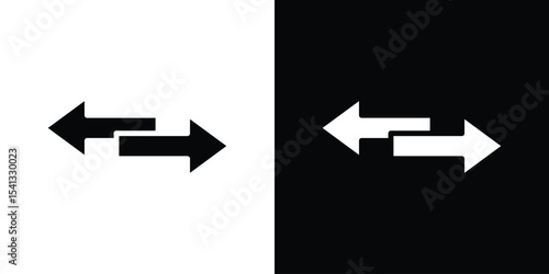 Data transfer icon in flat black solid vector set