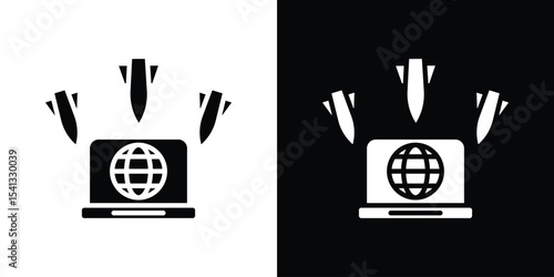 Ddos icon in flat black solid vector set