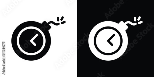 Deadline icon in flat black solid vector set