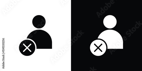 Delete user icon in flat black solid vector set