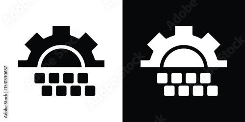 Digital transformation icon in flat black solid vector set