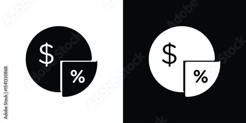 Dividend yield icon in flat black solid vector set
