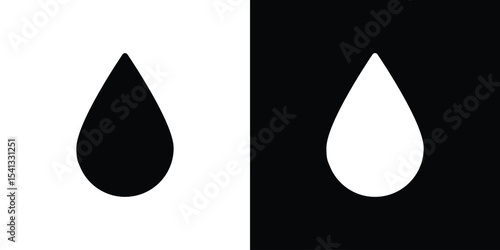 Drop icon in flat black solid vector set