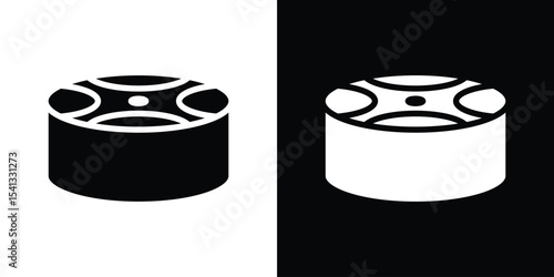Drum steelpan icon in flat black solid vector set