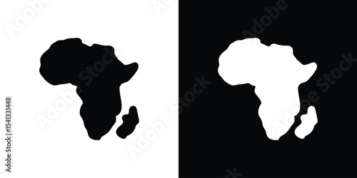 Earth africa icon in flat black solid vector set