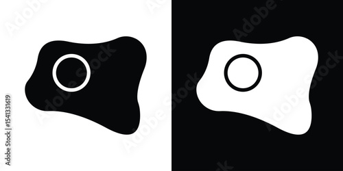 Egg fried icon in flat black solid vector set